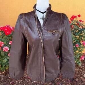 genuine leather chocolate brown moto jacket